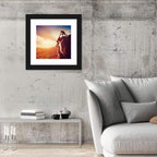 Two Hikers Summit Assist at Sunset Wall Art