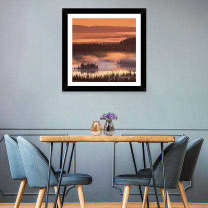 Lapland Sunrise Over Misty Lake Wall Art
