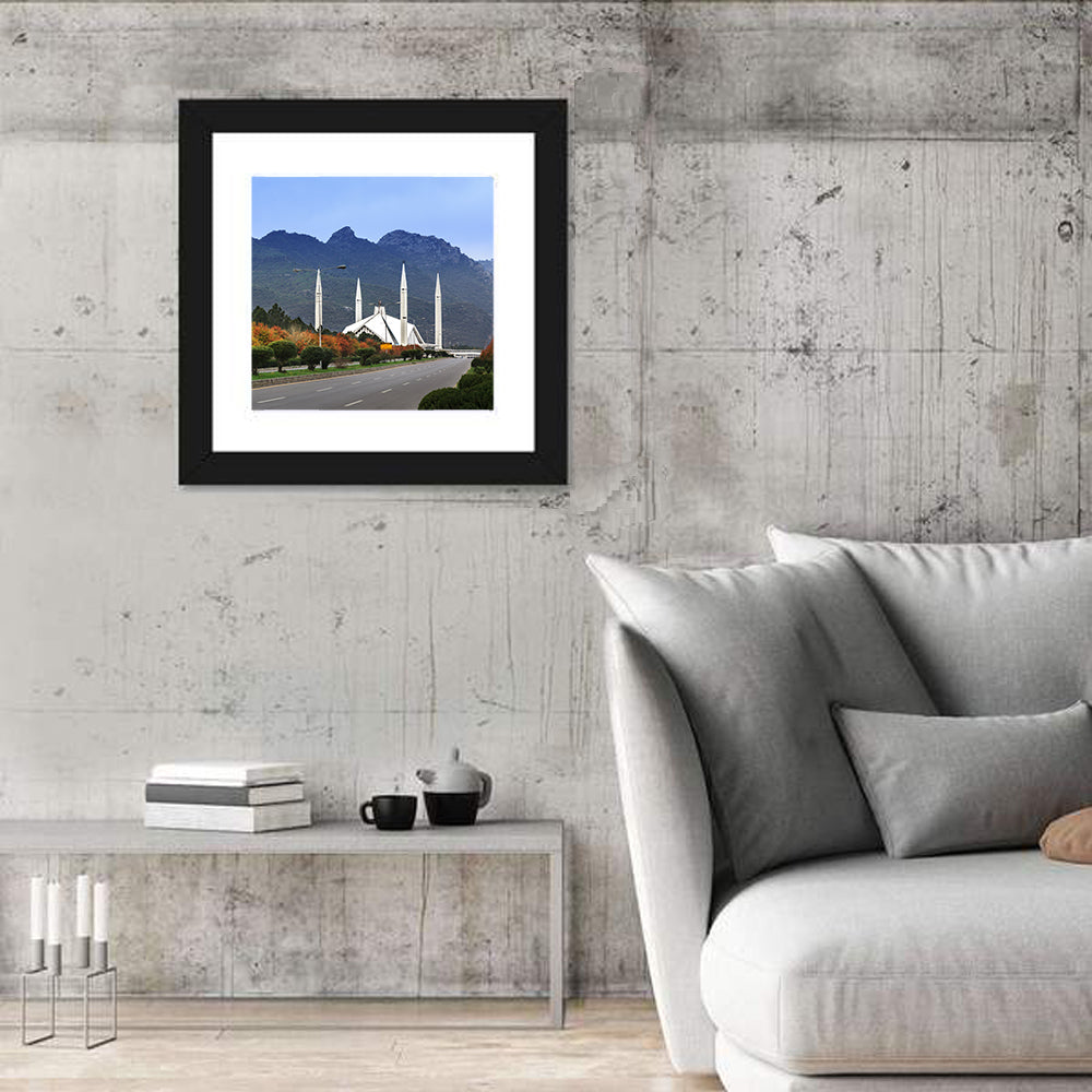 Faisal Mosque Islamabad Wall Art in a room, square