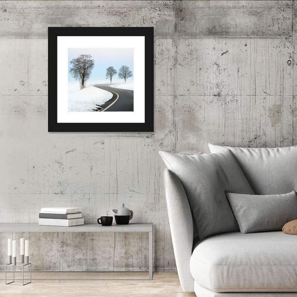Foggy Winter Road Wall Art