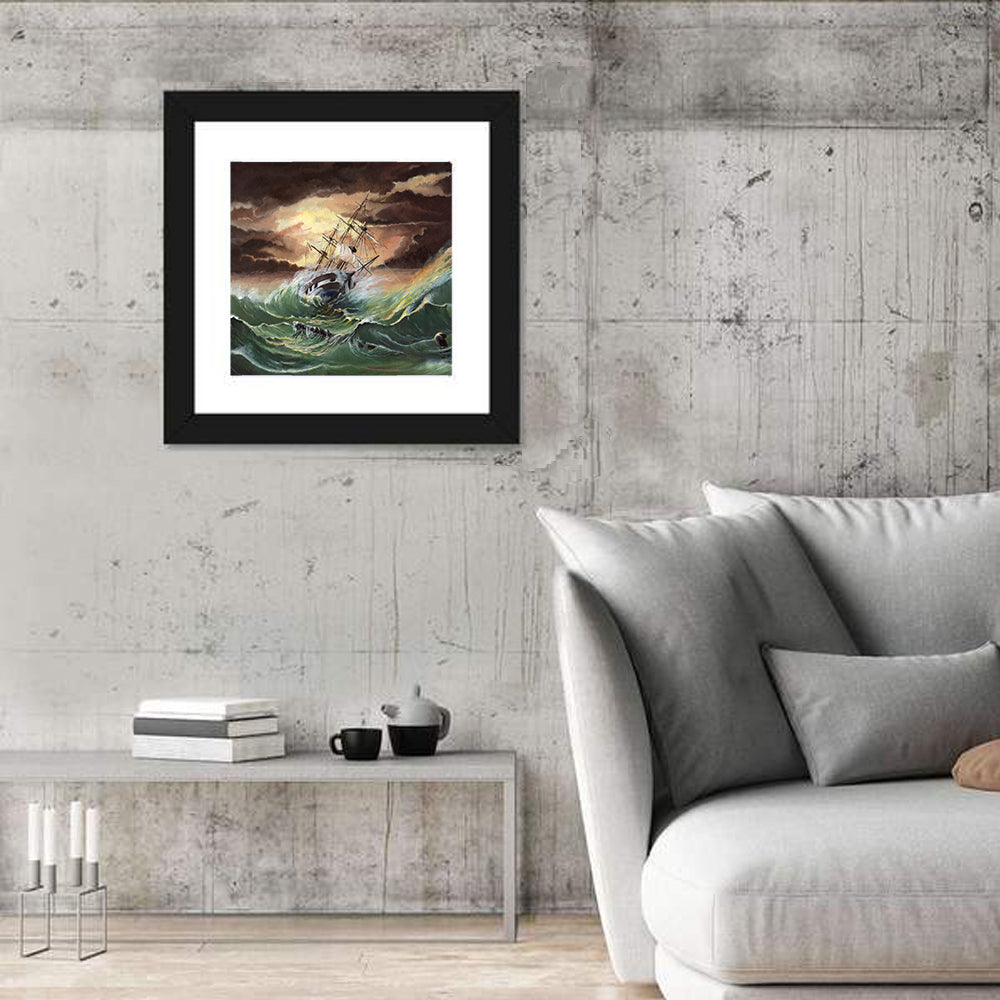 Ship in a Sea Storm Wall Art