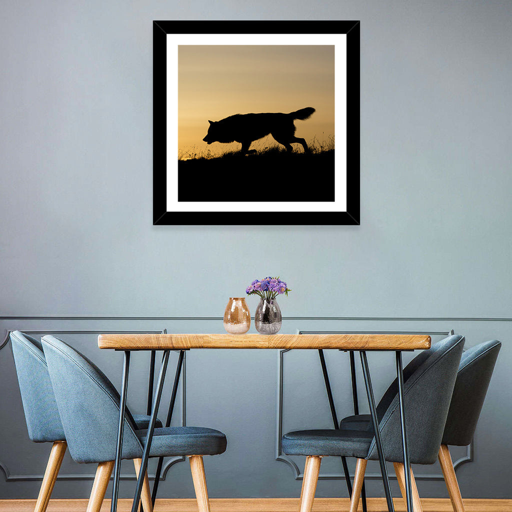 Wolf at Golden Horizon Wall Art