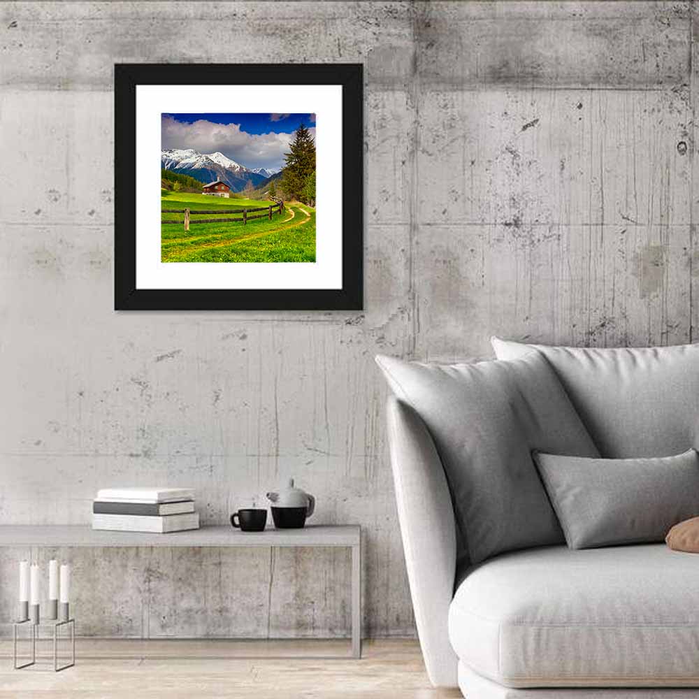 Alpine Meadow Cabin, Swiss Alps Wall Art