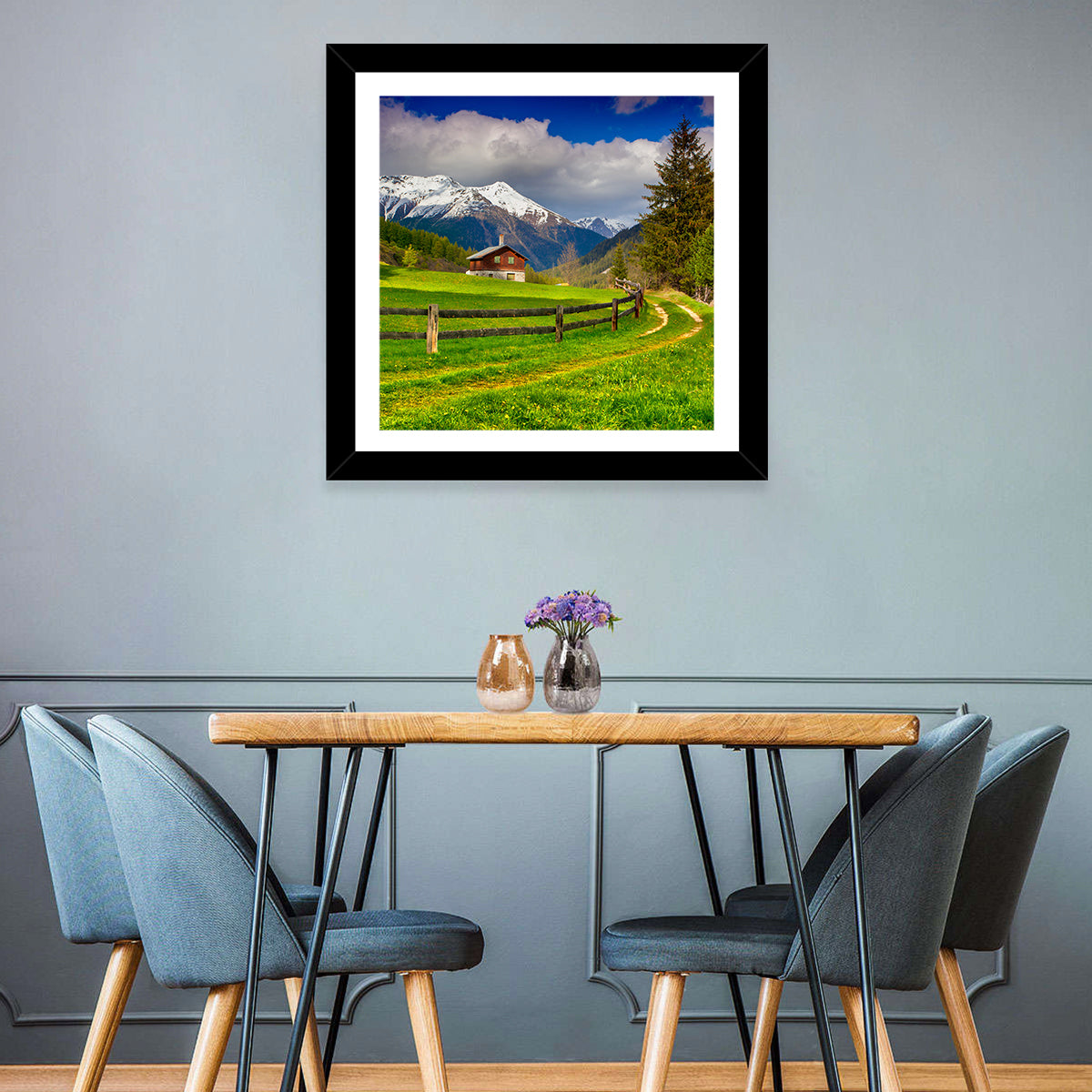Alpine Meadow Cabin, Swiss Alps Wall Art