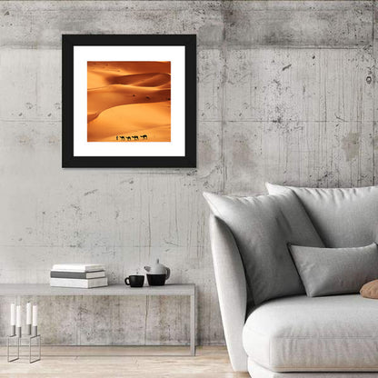 Desert Camel Caravan in Golden Dunes Wall Art