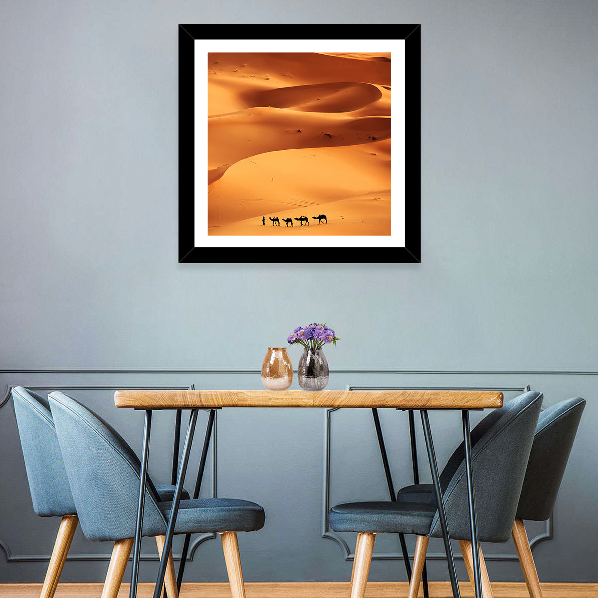 Desert Camel Caravan in Golden Dunes Wall Art