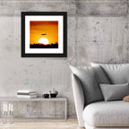 Airplane Silhouette at Sunset Wall Art