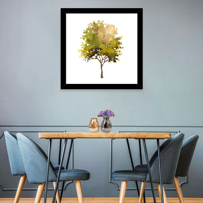 Olive Green Watercolor Tree Wall Art