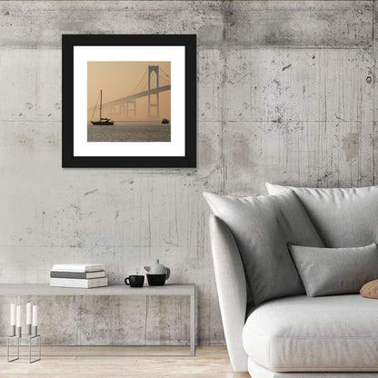 Newport Bridge in Golden Haze Wall Art