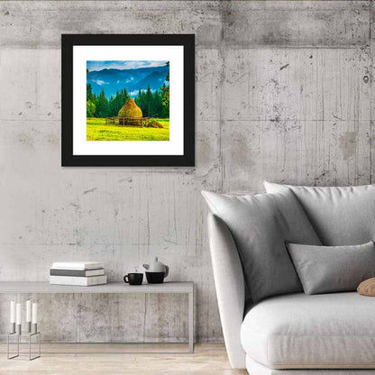 Haystack in Mountain Meadow Wall Art