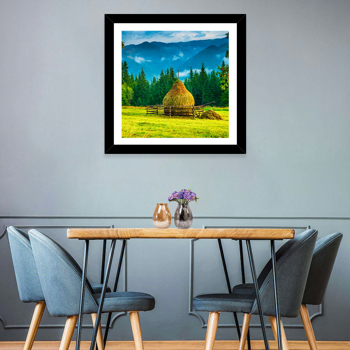 Haystack in Mountain Meadow Wall Art