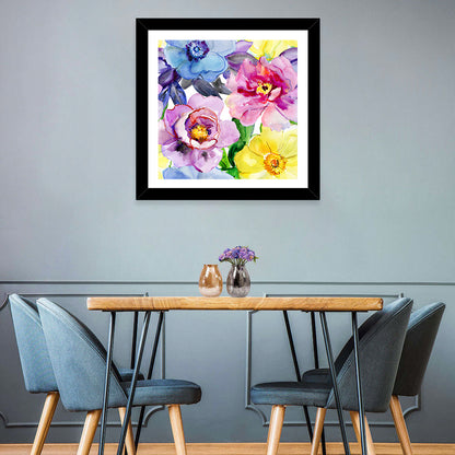 Vibrant Watercolor Floral Arrangement Wall Art