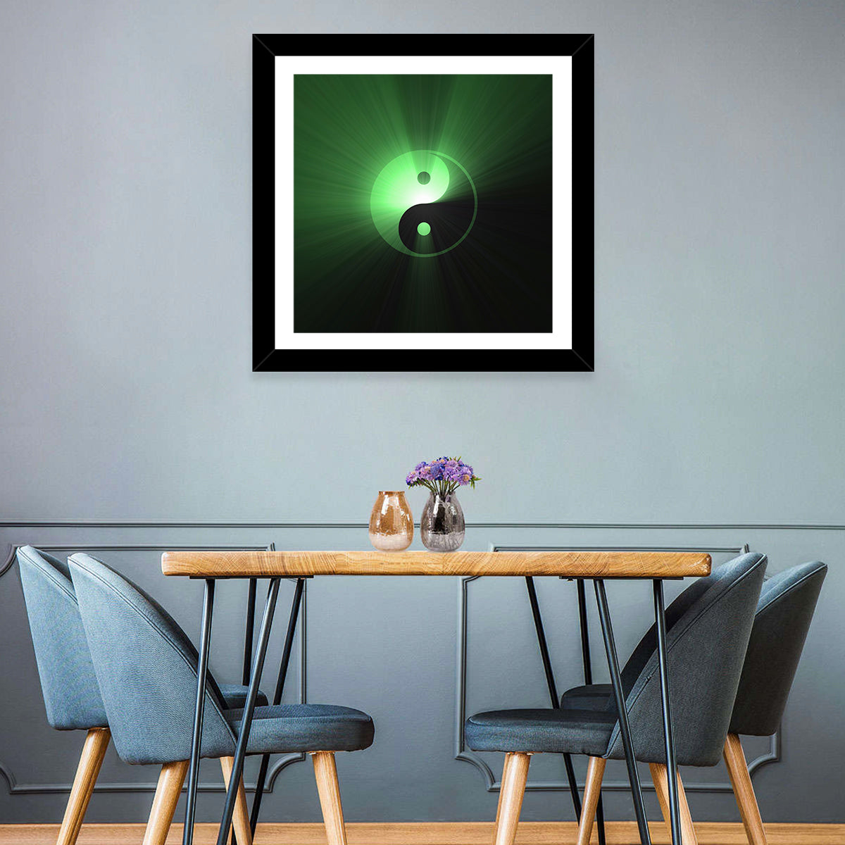 Green Glowing Yin Yang Wall Art