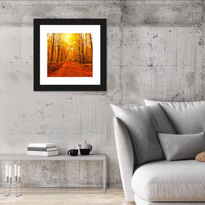 Golden Autumn Forest Path Wall Art