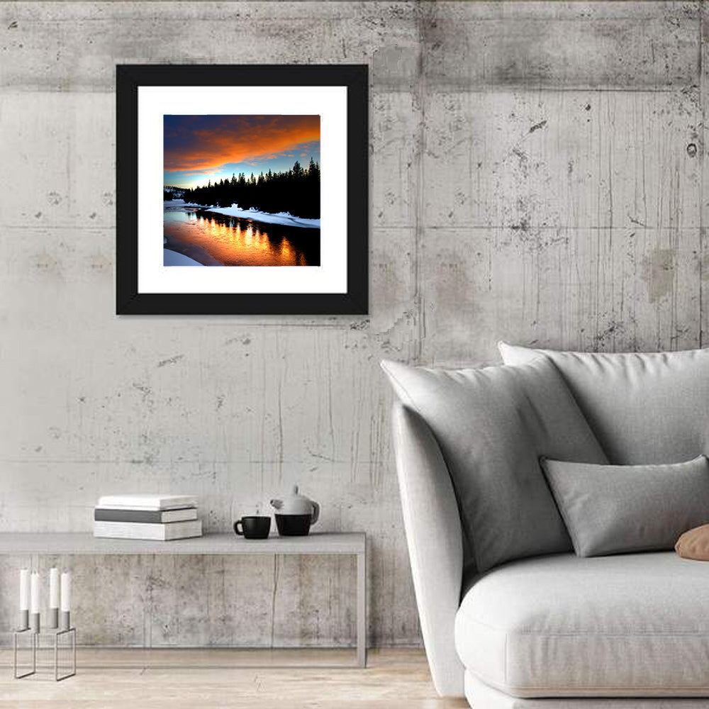 Golden Sunset Over Snowy River Wall Art