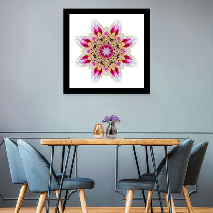 Pink Lily Star Mandala Pattern Wall Art