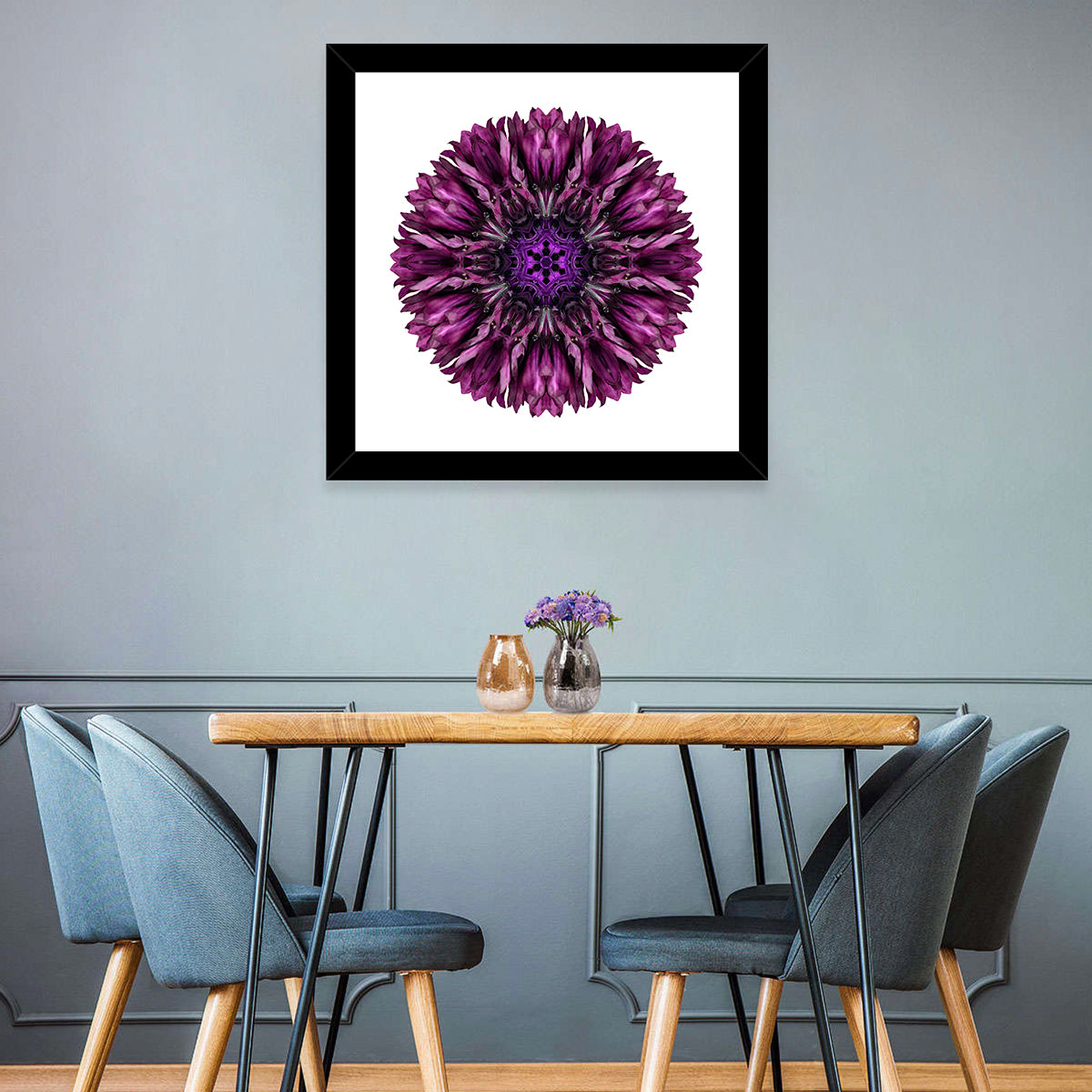 Purple Cornflower Kaleidoscope Mandala Wall Art