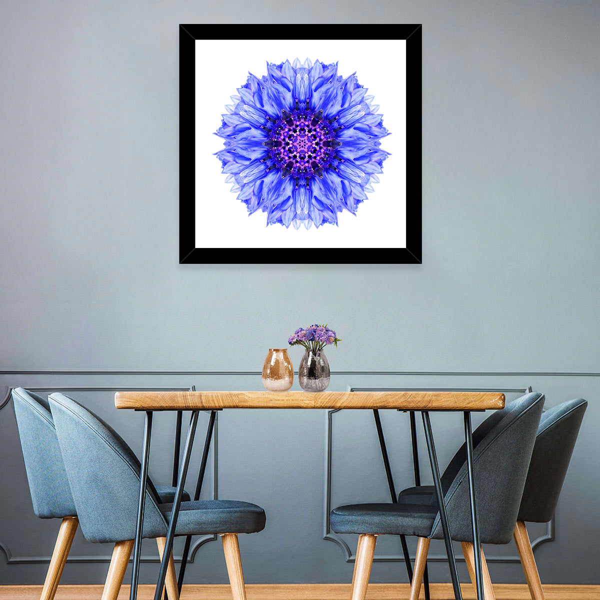 Cornflower Mandala with Dark Violet Center Wall Art
