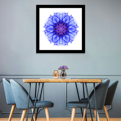 Cornflower Mandala with Dark Violet Center Wall Art