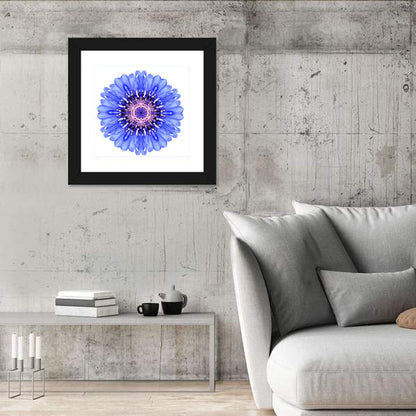 Blue Cornflower Mandala Pattern Wall Art
