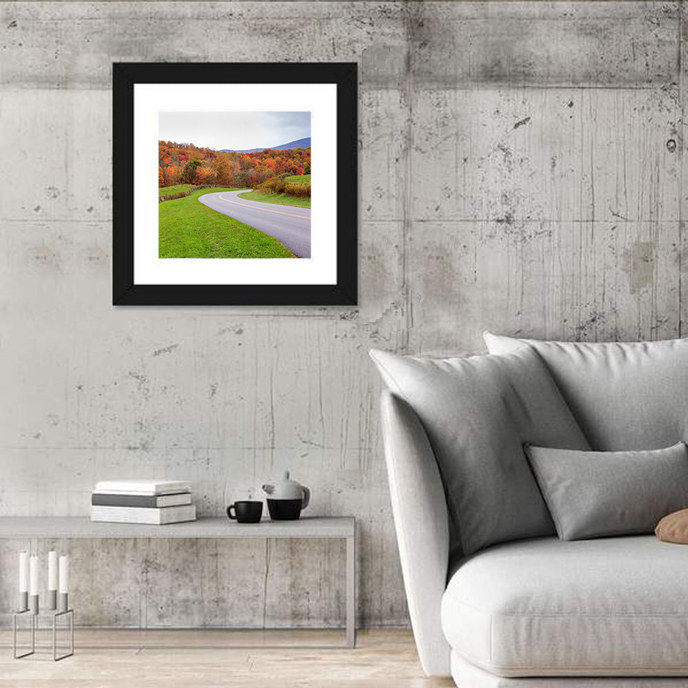 Curving Road Through Autumn Meadow Wall Art