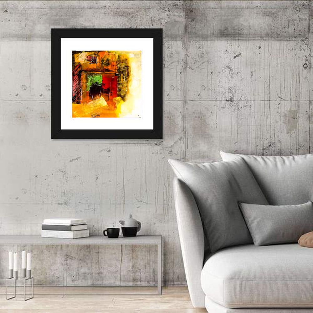 Layered Geometric Abstract in Warm Tones Wall Art