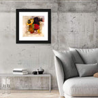 Bold Color Block Abstract with Black Circle Wall Art