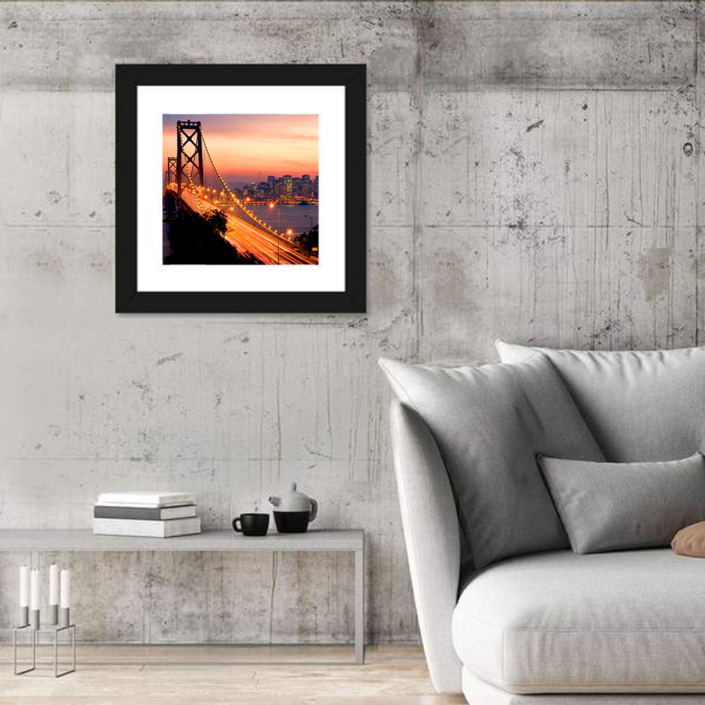 Bay Bridge Light Trails at Sunset Wall Art