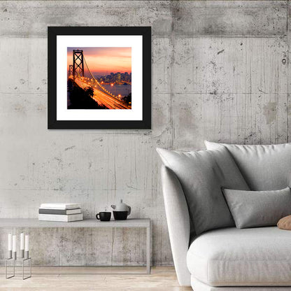 Bay Bridge Light Trails at Sunset Wall Art