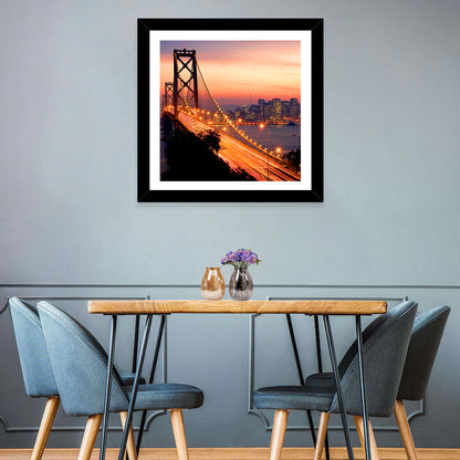 Bay Bridge Light Trails at Sunset Wall Art
