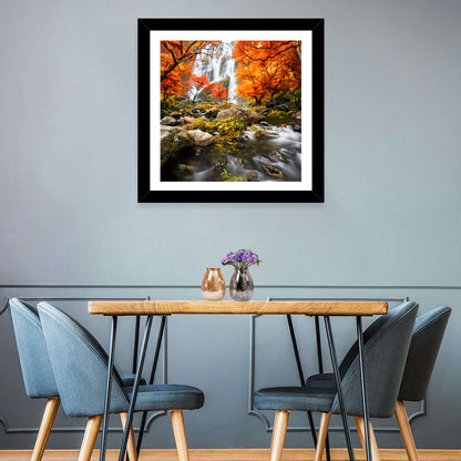 Autumn Forest Waterfall Wall Art