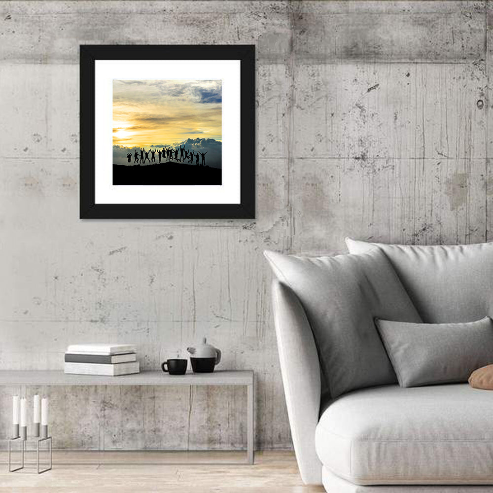 Golden Team Silhouettes at Sunset Wall Art