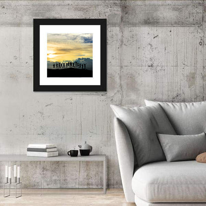 Golden Team Silhouettes at Sunset Wall Art