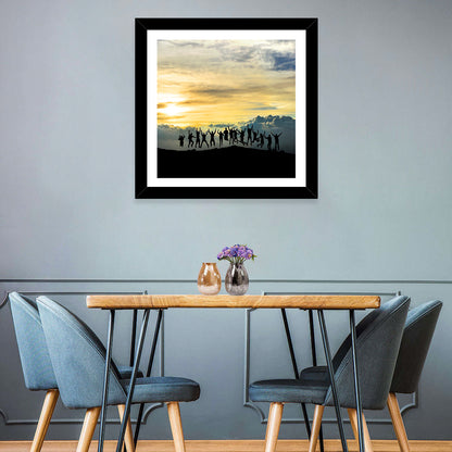 Golden Team Silhouettes at Sunset Wall Art