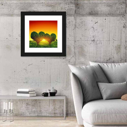 Heart Trees at Golden Sunset Wall Art