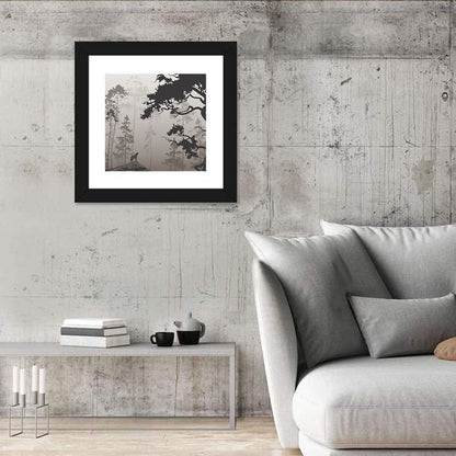 Howling Wolf in Misty Forest Wall Art
