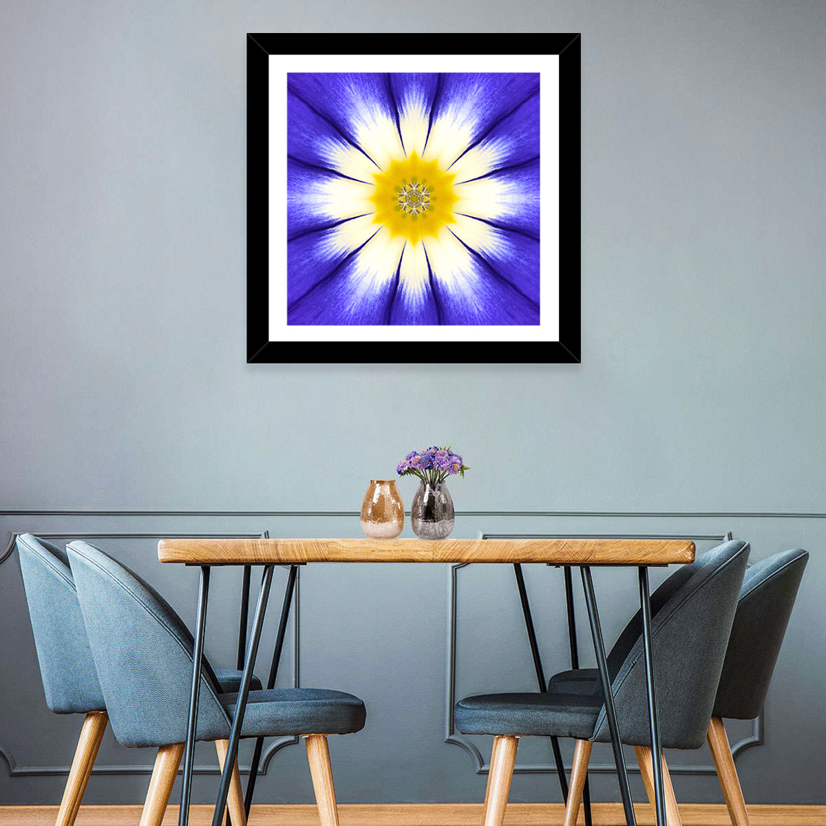 Blue Cornflower Mandala Bloom Wall Art