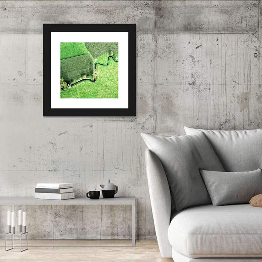 Meandering Stream Over Farmland Wall Art