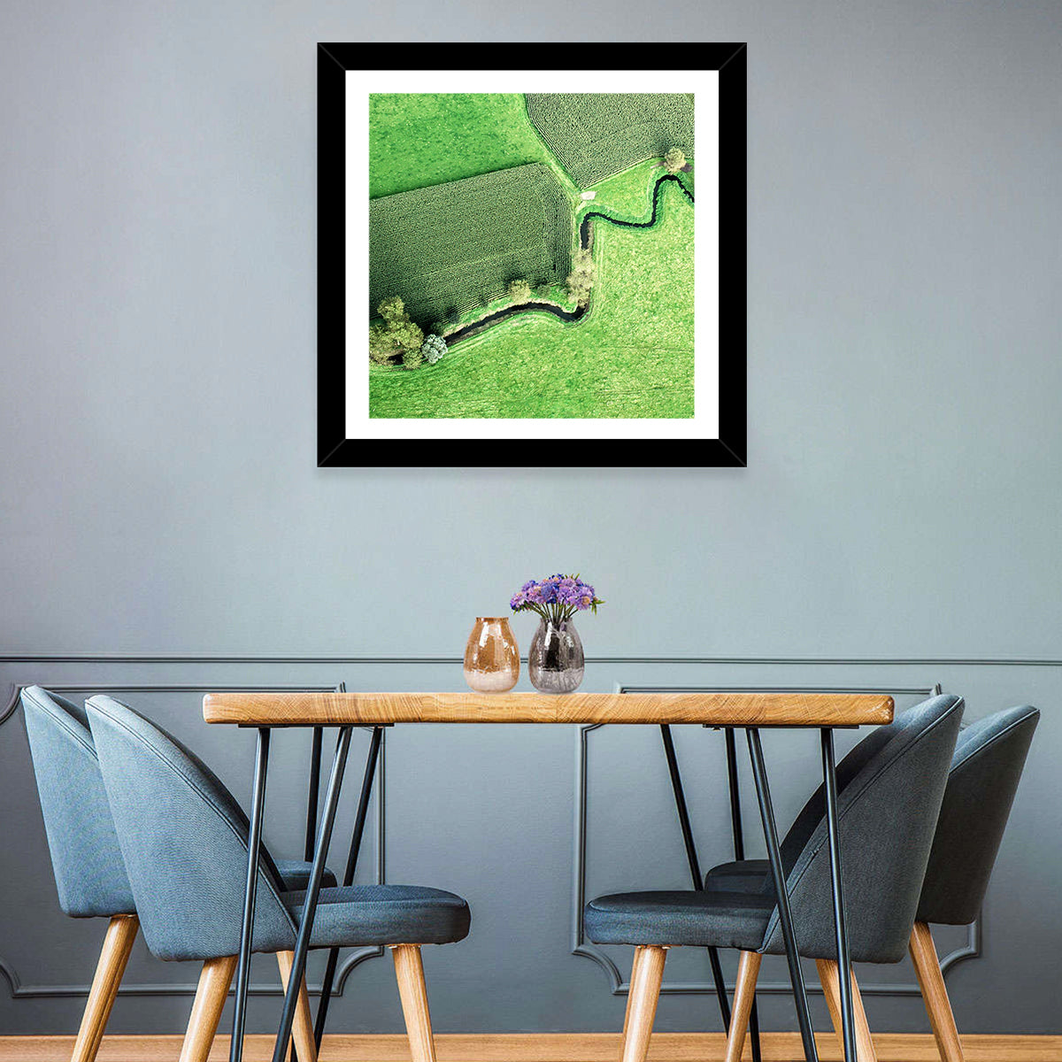 Meandering Stream Over Farmland Wall Art