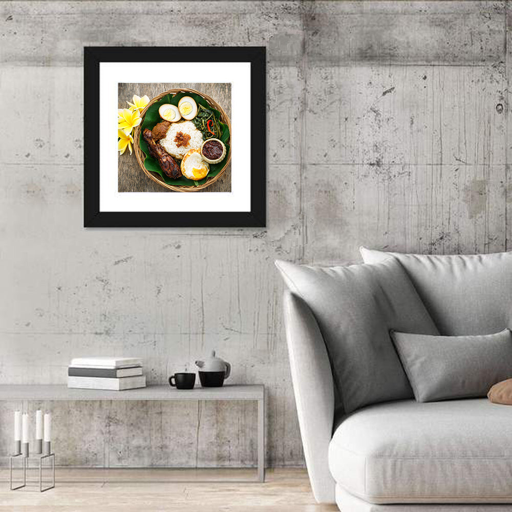 Nasi Campur in Woven Basket Wall Art