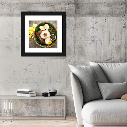 Nasi Campur in Woven Basket Wall Art