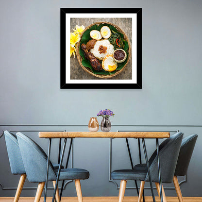 Nasi Campur in Woven Basket Wall Art