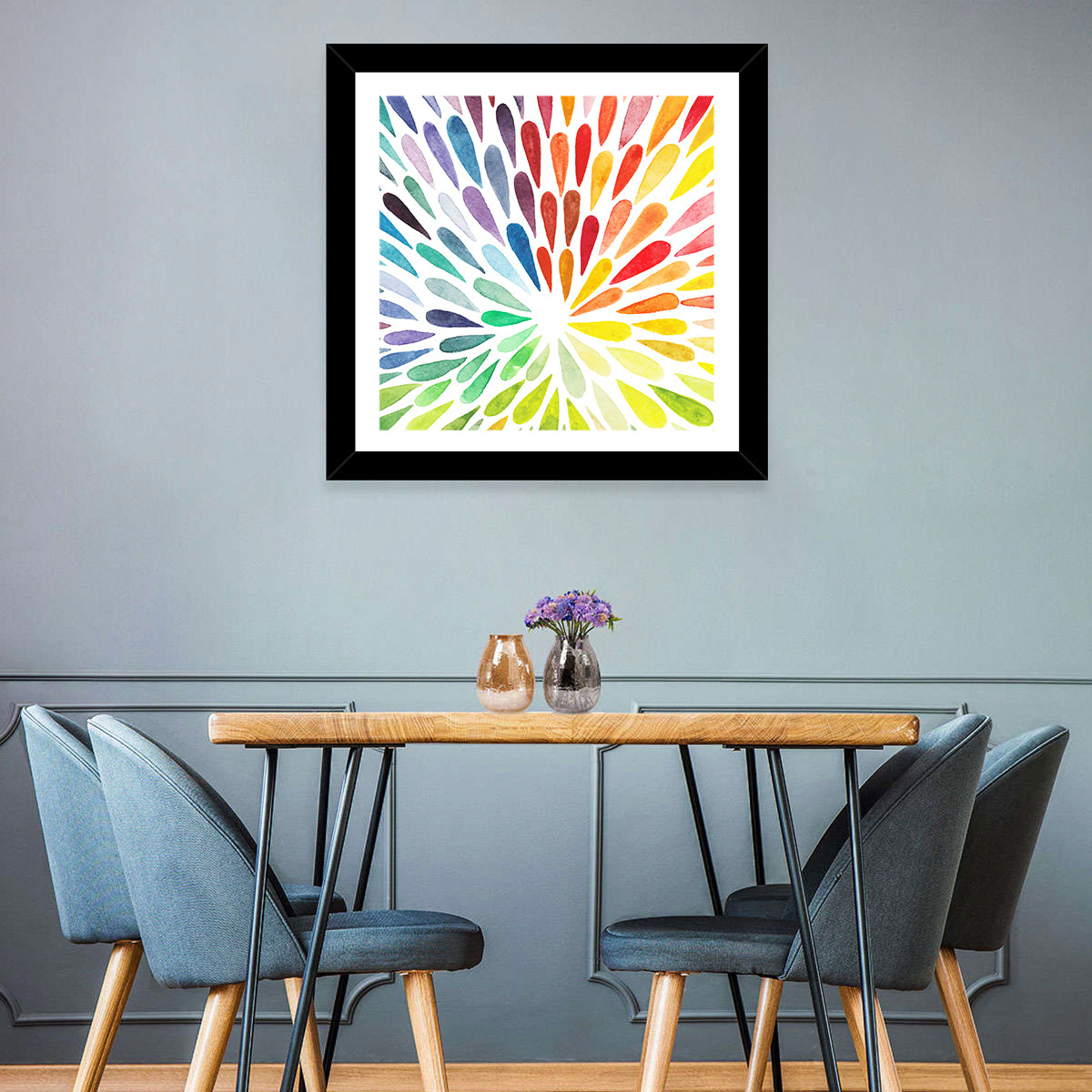 Watercolor Invasion Wall Art in a room, square