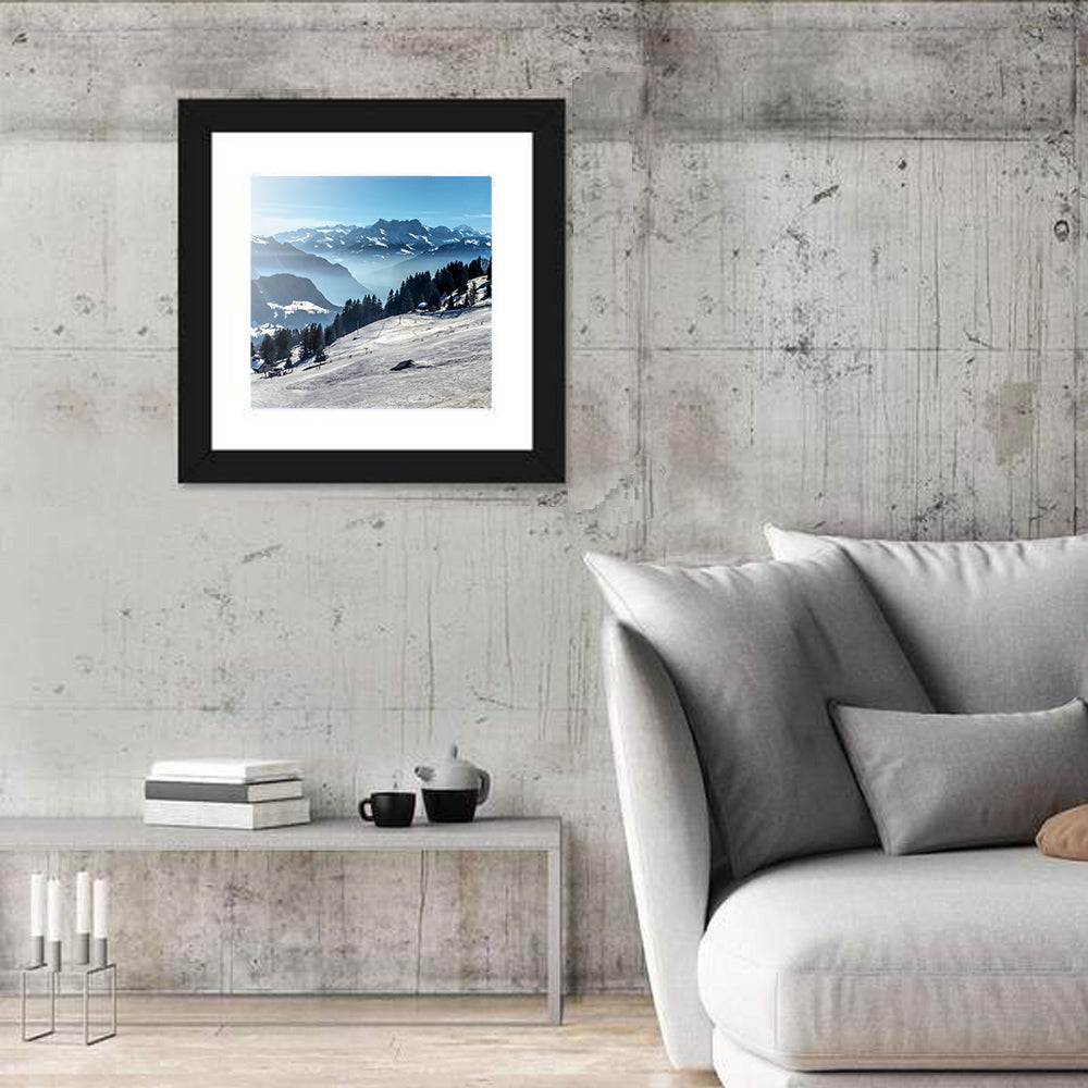 Sunlit Alpine Ski Slope Wall Art