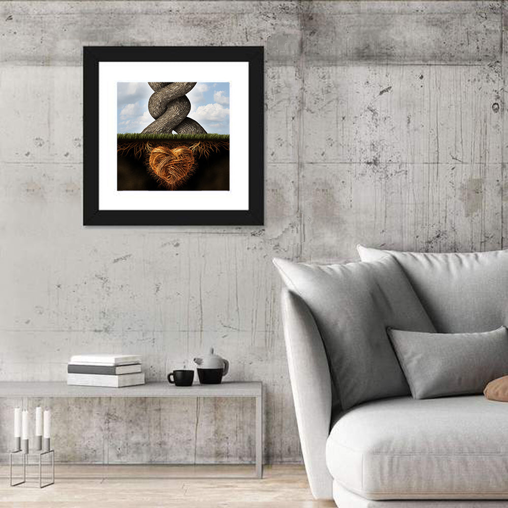 Intertwined Trees with Heart-shaped Roots Wall Art