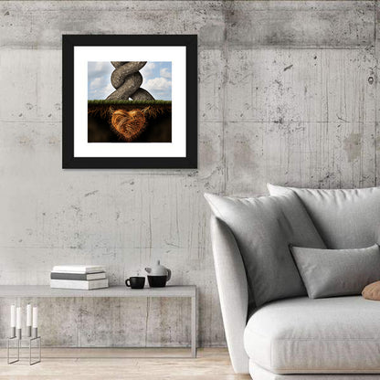 Intertwined Trees with Heart-shaped Roots Wall Art