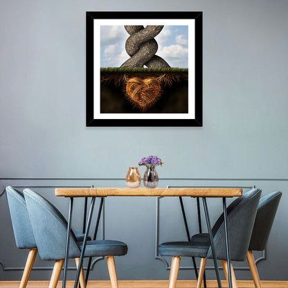 Intertwined Trees with Heart-shaped Roots Wall Art