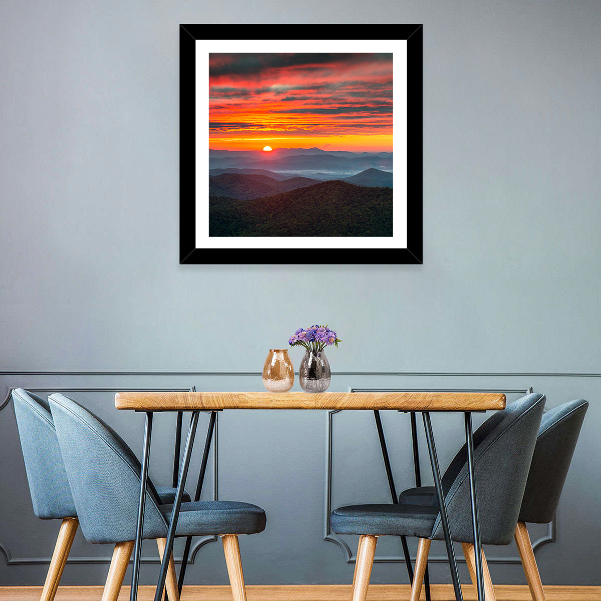 Blue Ridge Sunrise Over Misty Ridges Wall Art