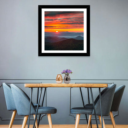 Blue Ridge Sunrise Over Misty Ridges Wall Art