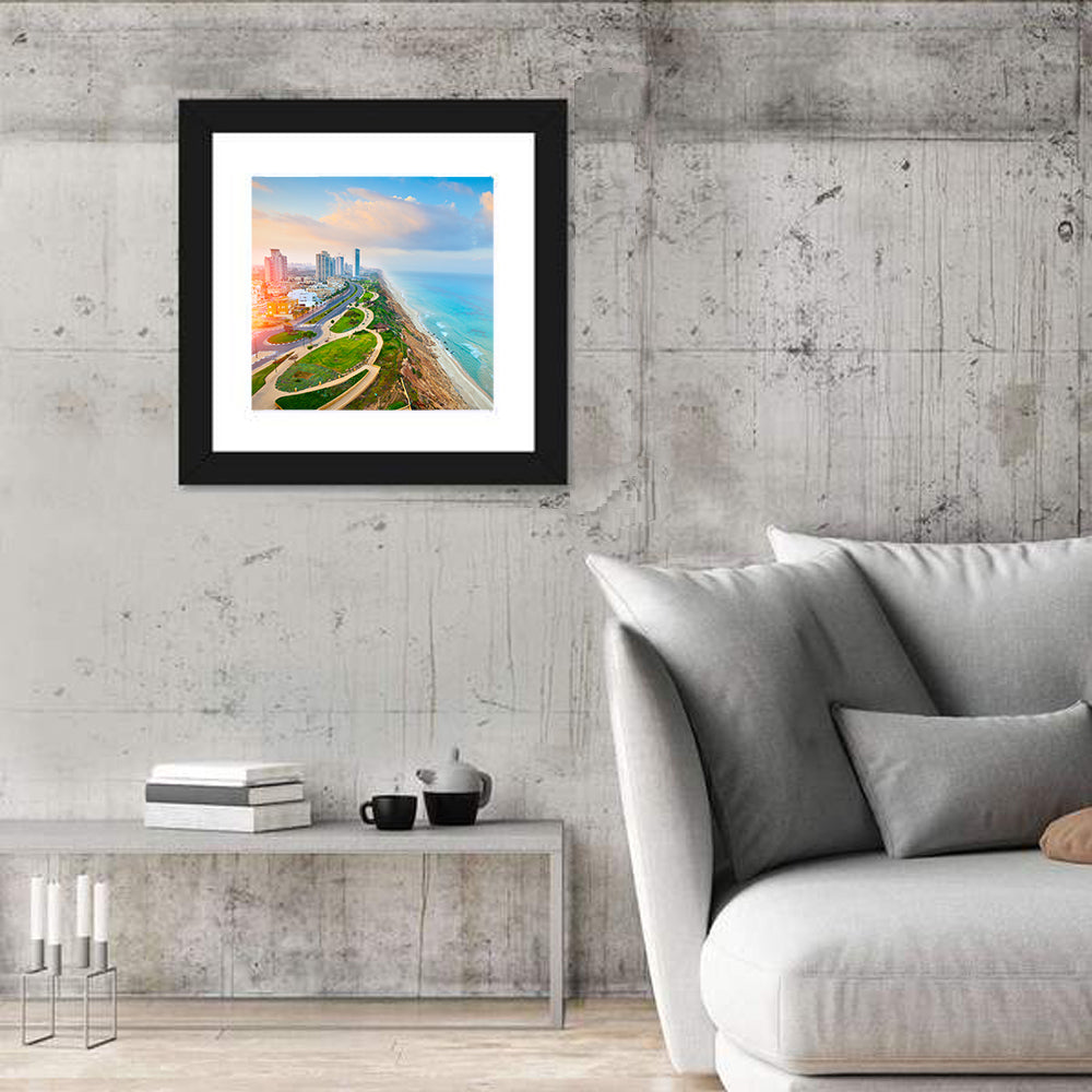 Netanya Coastline at Golden Hour Wall Art